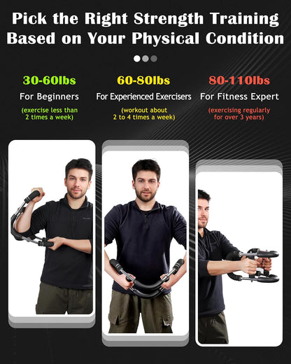 Arm Exerciser Adjustable Spring Bar – Forearm Triceps Chest Strength Training Equipment