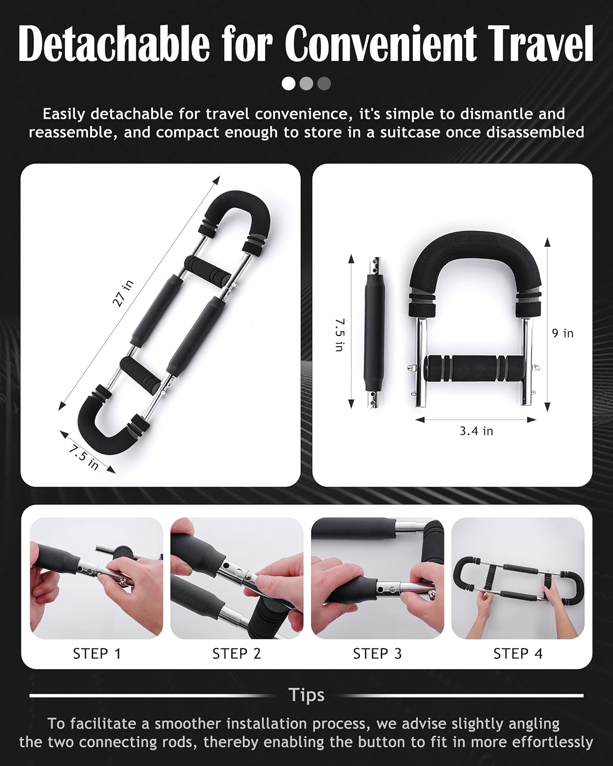 Arm Exerciser Adjustable Spring Bar – Forearm Triceps Chest Strength Training Equipment