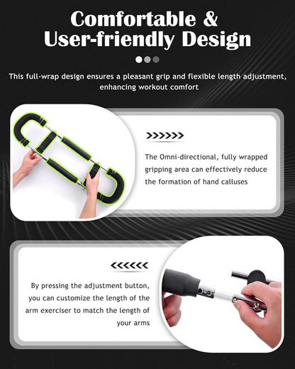 Arm Exerciser Adjustable Spring Bar – Forearm Triceps Chest Strength Training Equipment