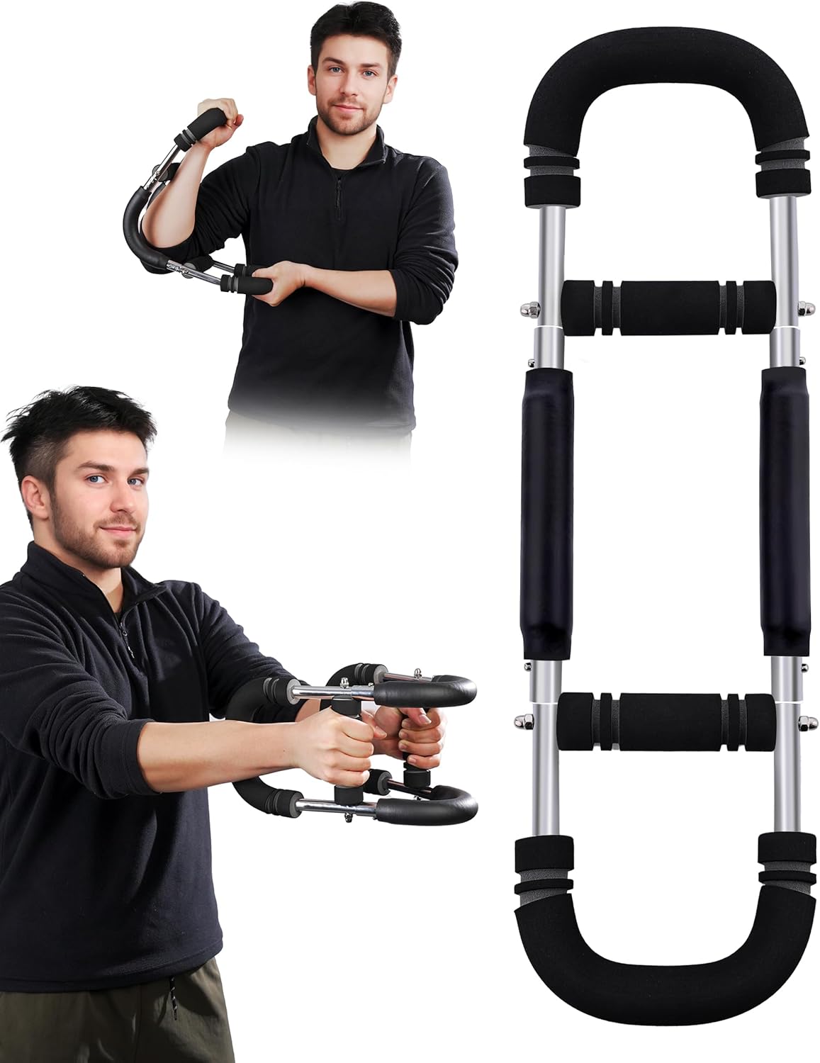 Arm Exerciser Adjustable Spring Bar – Forearm Triceps Chest Strength Training Equipment