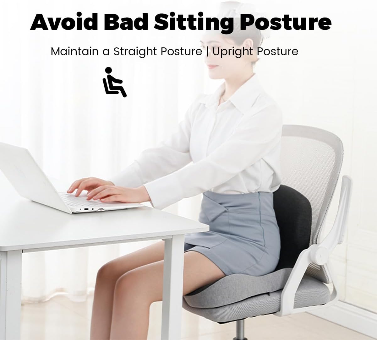 Back and Seat Cushion Ergonomic Memory Foam with Lumbar Support
