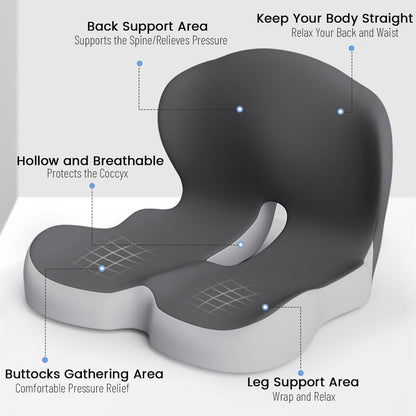 Back and Seat Cushion Ergonomic Memory Foam with Lumbar Support