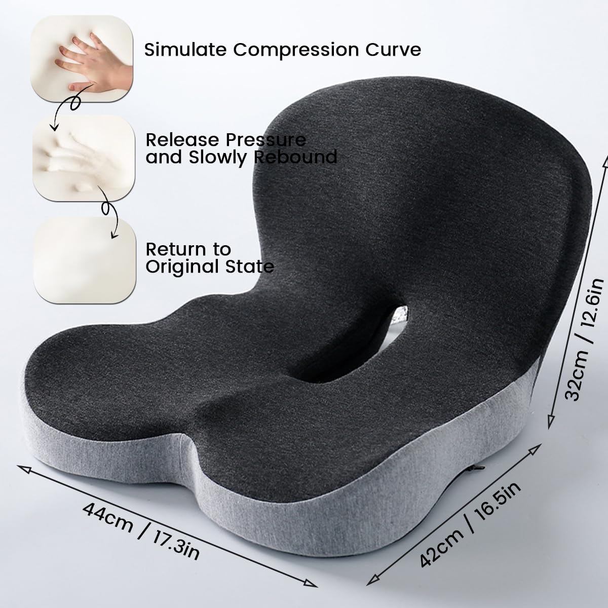 Back and Seat Cushion Ergonomic Memory Foam with Lumbar Support