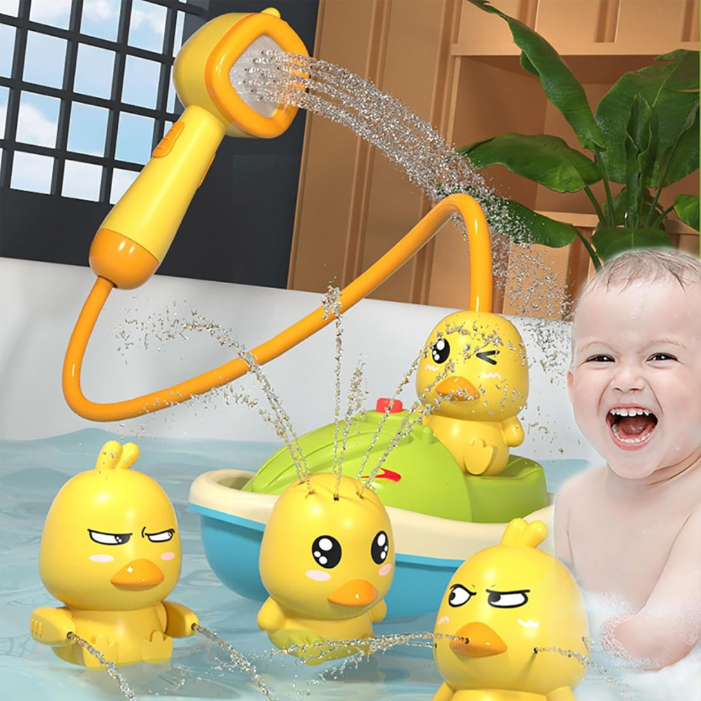 Bath Toy Set Floating Ducks Shower Spray Toys