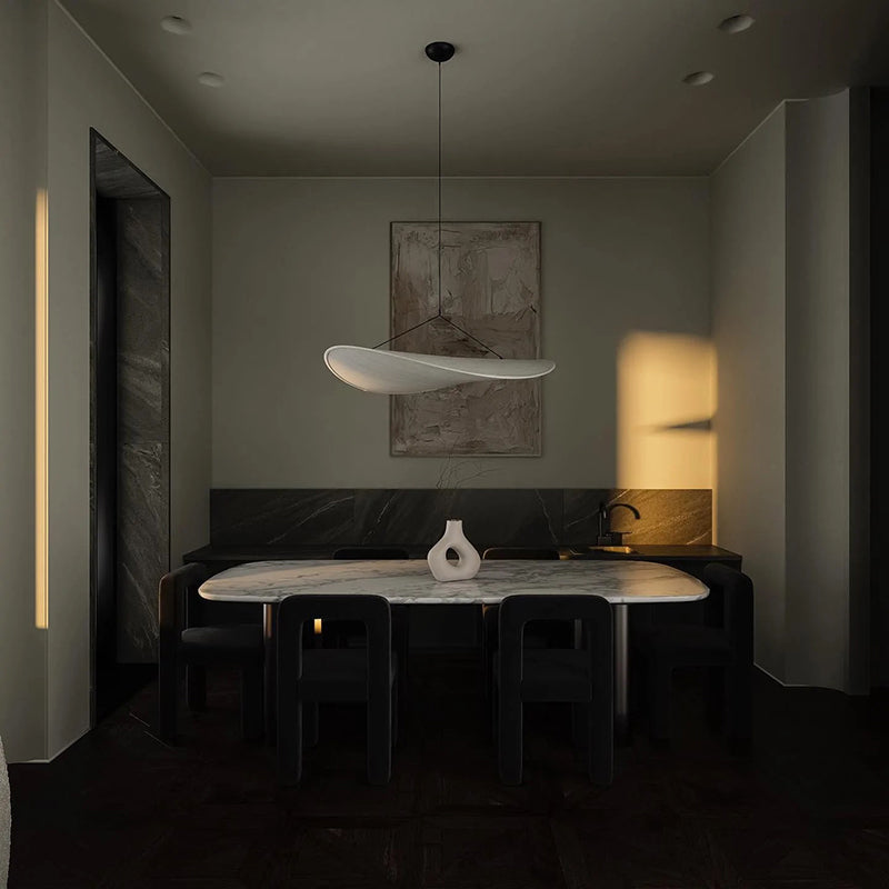 Modern LED Pendant Light in Metal and Synthetic Silk for Home and Office