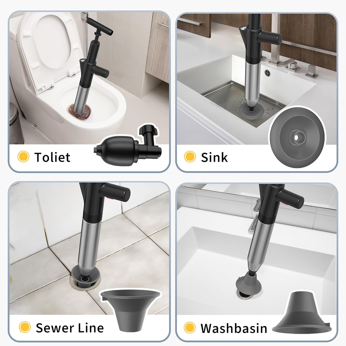 Best Toilet Plunger – High Pressure Stainless Steel Unclogger for Bathroom & Kitchen