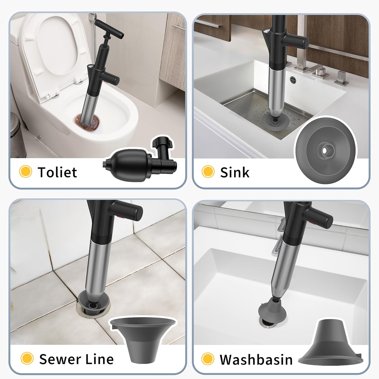 Best Toilet Plunger – High Pressure Stainless Steel Unclogger for Bathroom & Kitchen