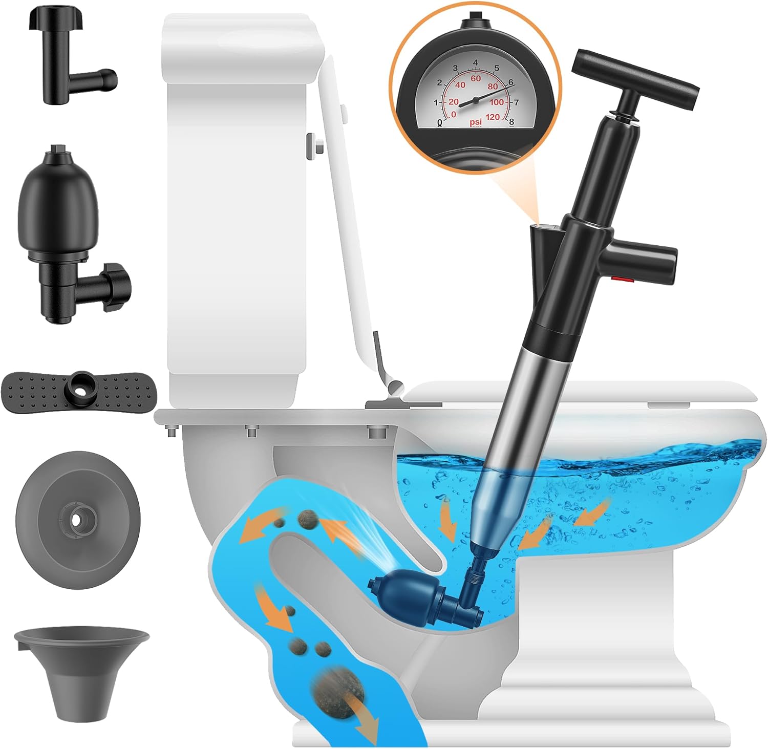 Best Toilet Plunger – High Pressure Stainless Steel Unclogger for Bathroom & Kitchen