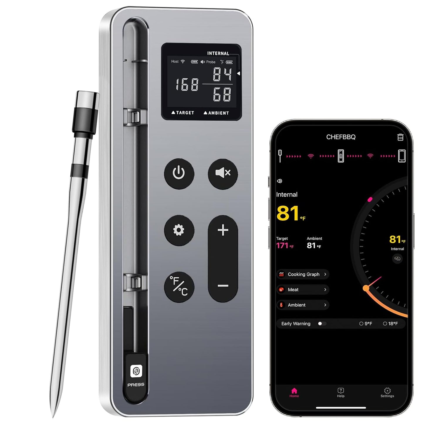 Bluetooth Meat Thermometer Digital Wireless Smart Cooking Thermometer