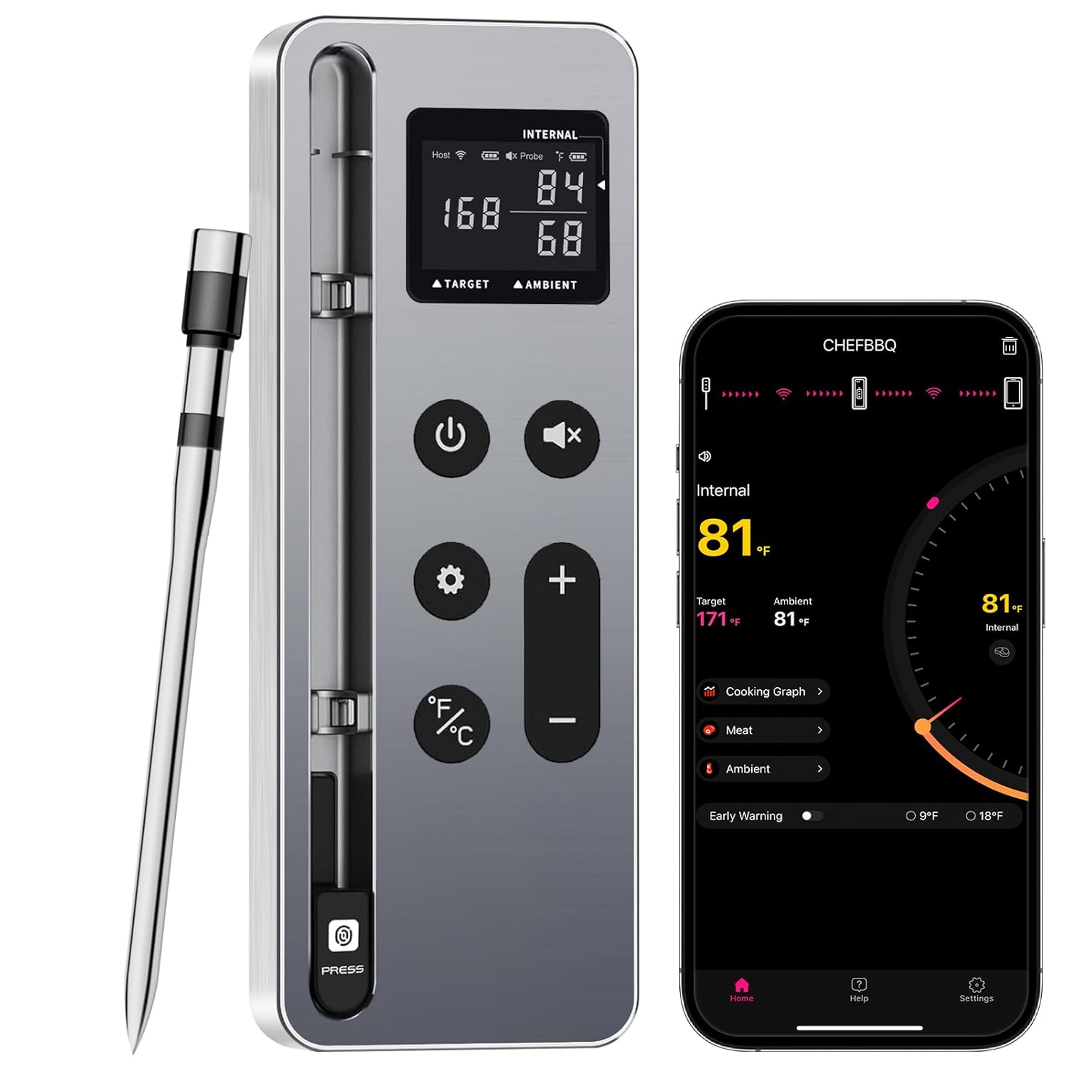 Bluetooth Meat Thermometer Digital Wireless Smart Cooking Thermometer