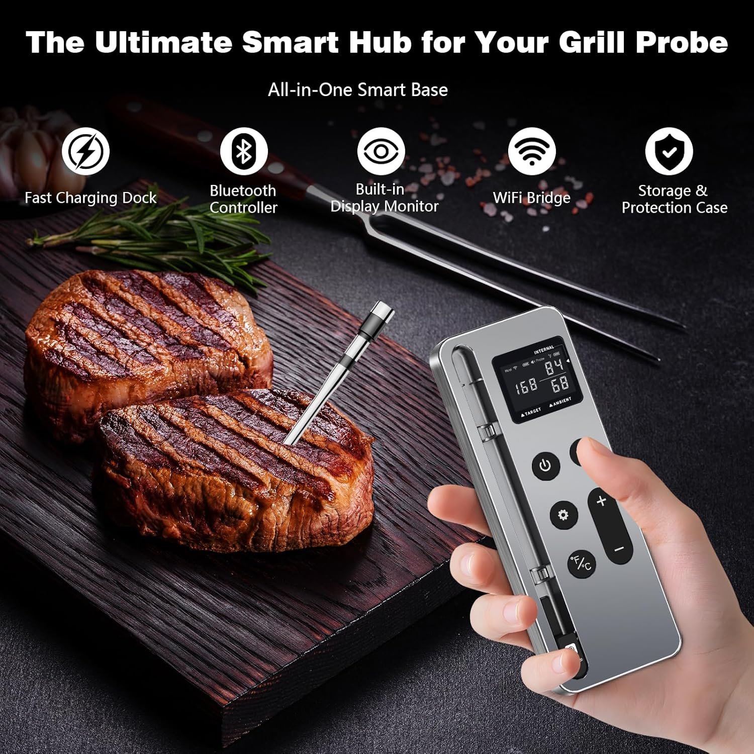 Bluetooth Meat Thermometer Digital Wireless Smart Cooking Thermometer