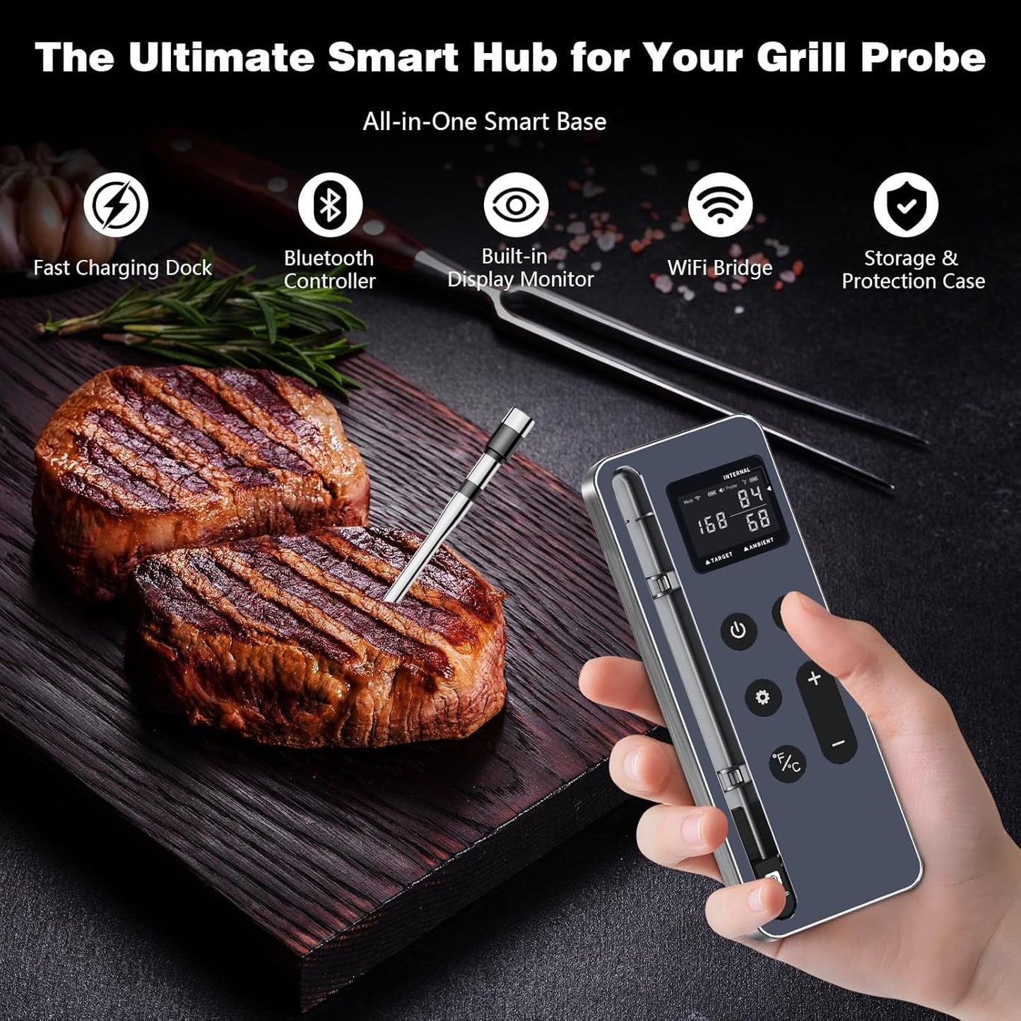 Bluetooth Meat Thermometer Digital Wireless Smart Cooking Thermometer