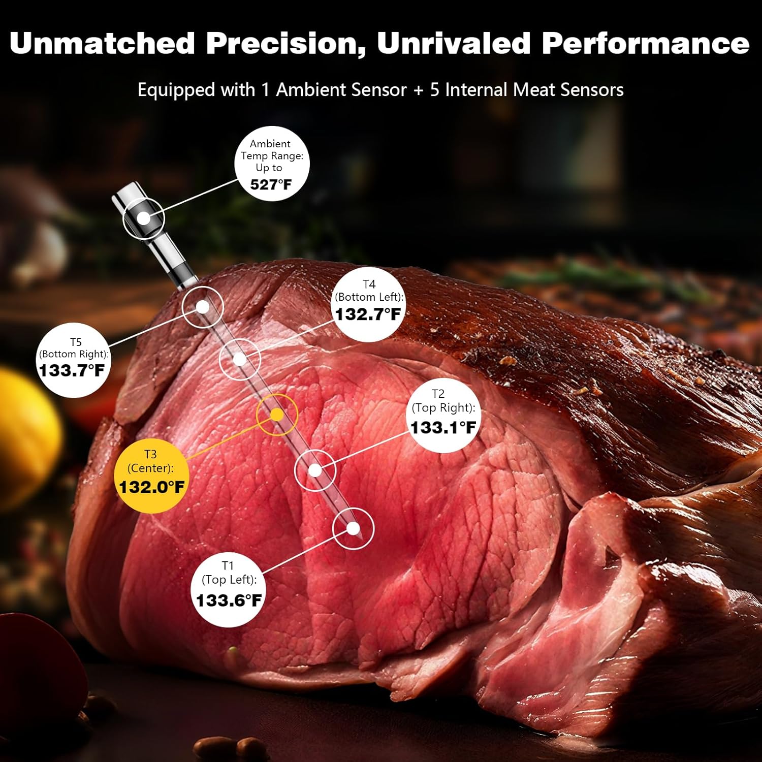 Bluetooth Meat Thermometer Digital Wireless Smart Cooking Thermometer