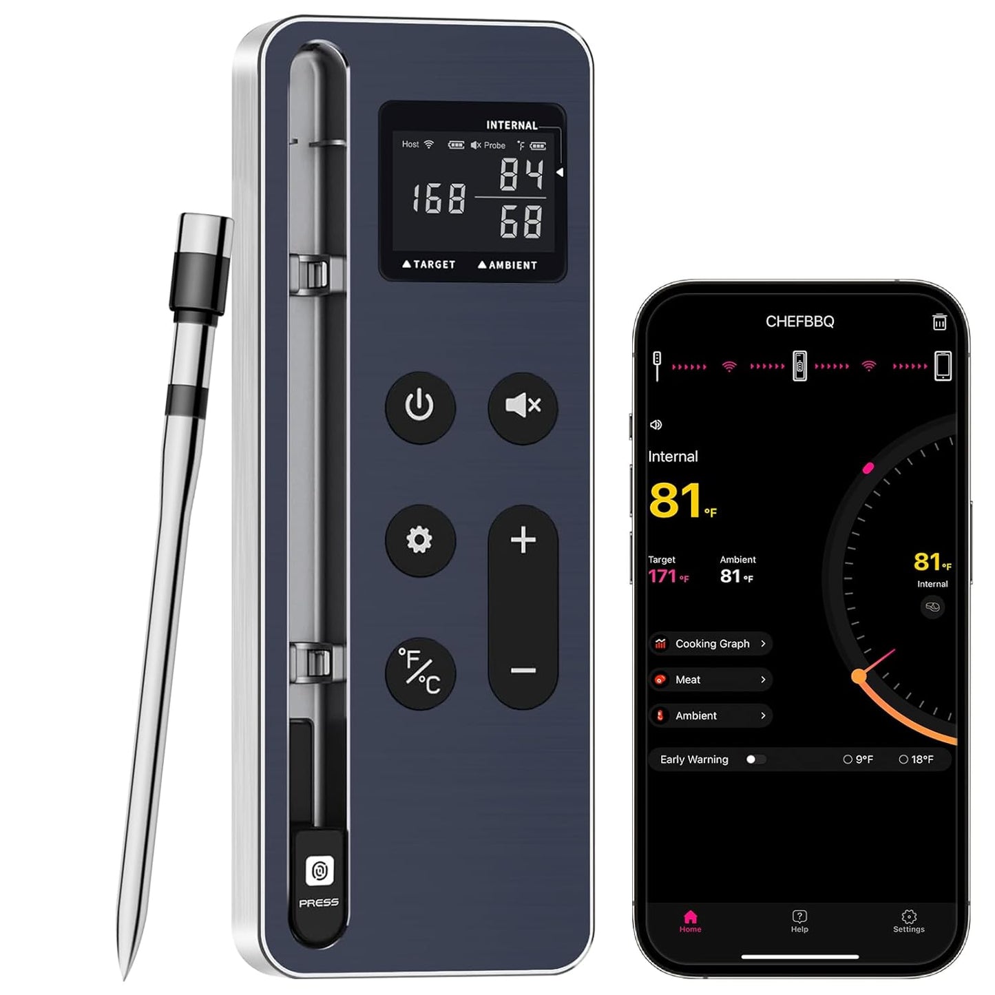 Bluetooth Meat Thermometer Digital Wireless Smart Cooking Thermometer