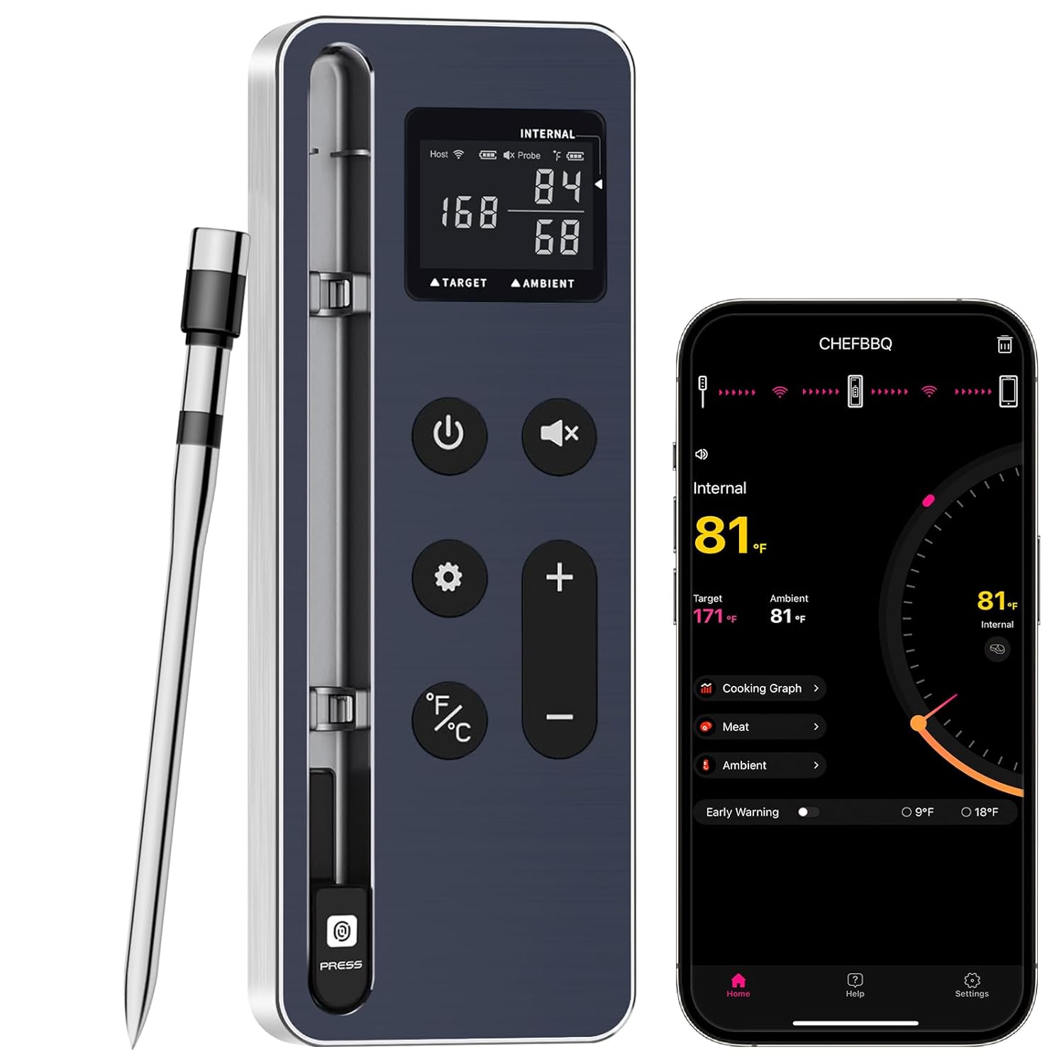 Bluetooth Meat Thermometer Digital Wireless Smart Cooking Thermometer