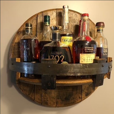 Bourbon Whiskey Barrel Shelf Bar Accessory