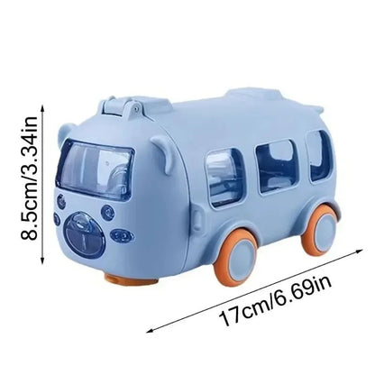 Cartoon Bus Water Bottle with Straw