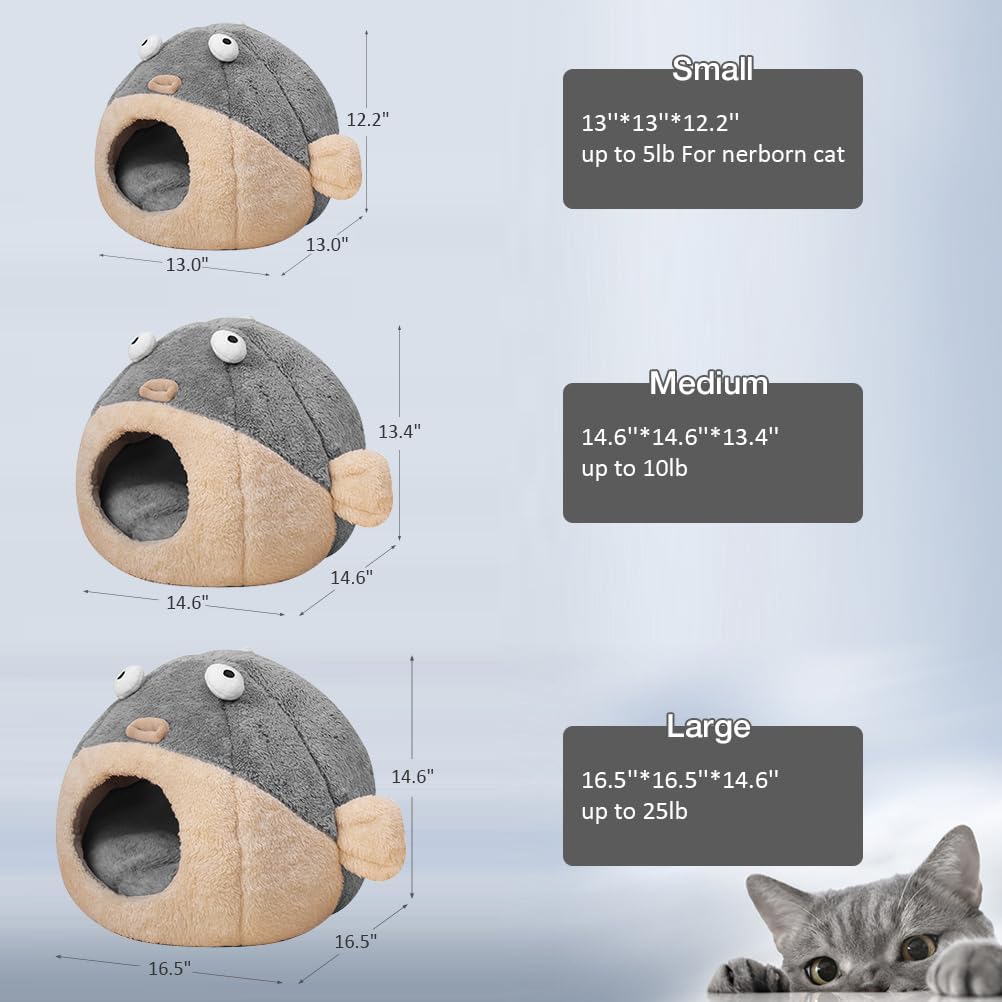 Cat Bed Cave with Removable Pillow for Indoor Cats