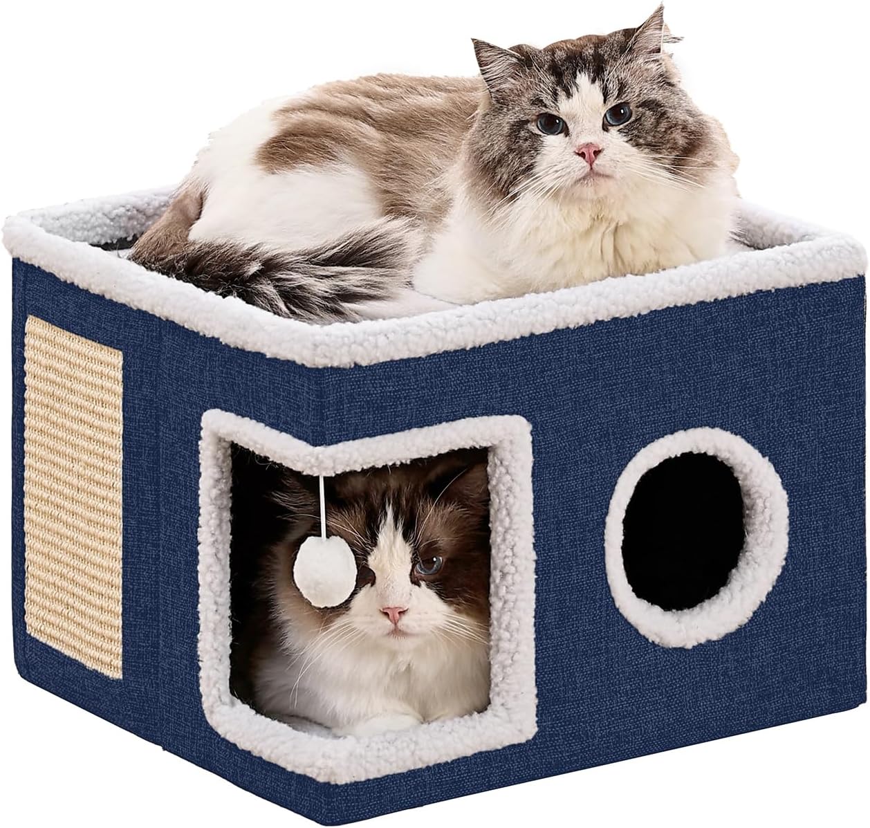 Cat Bed Large Cat Cave with Scratch Pad and Hideaway Condo