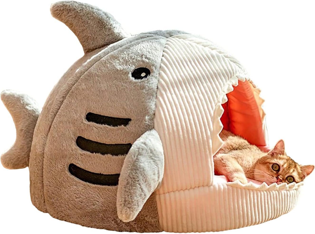 Cat Bed Shark-Shaped Semi-Closed Nest for Cats and Dogs