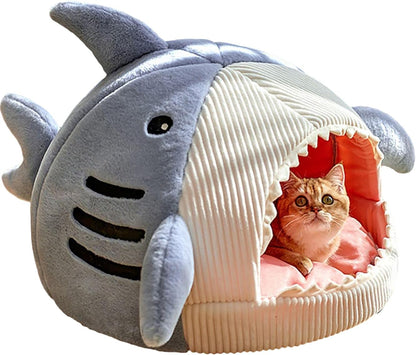 Cat Bed Shark-Shaped Semi-Closed Nest for Cats and Dogs