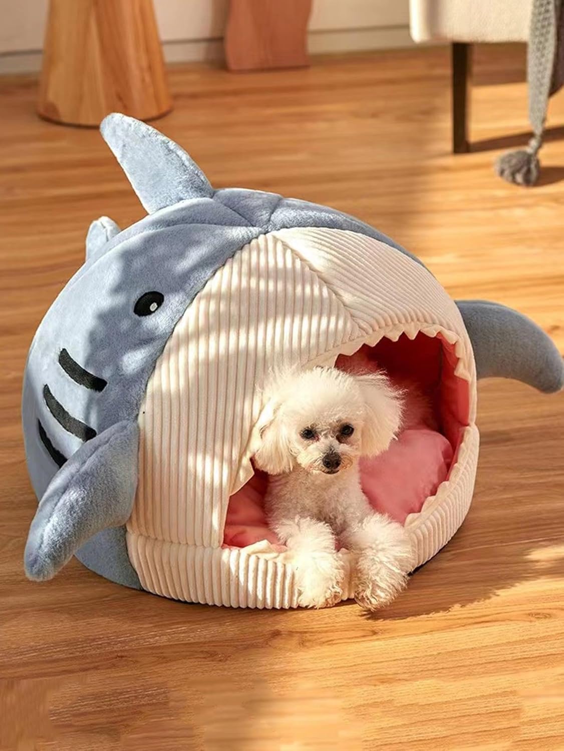 Cat Bed Shark-Shaped Semi-Closed Nest for Cats and Dogs