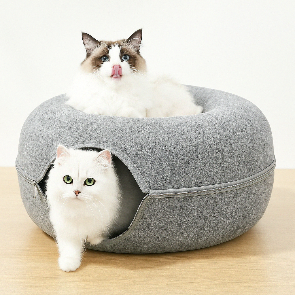 Cat Bed Tunnel Cave for Multiple Cats
