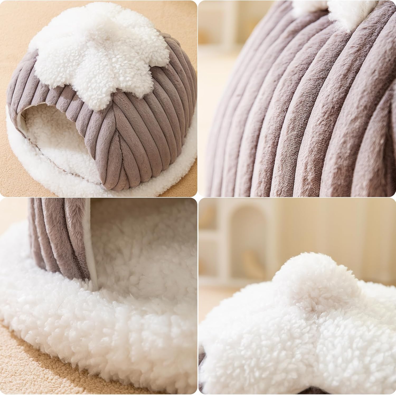 Cat Cave Bed Indoor Cat Machine Washable Slip Resistant Bottom