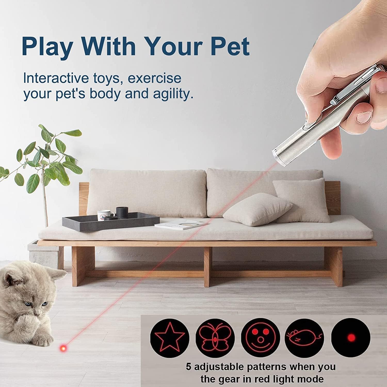 Cat Laser Pointer Rechargeable Interactive Toy for Cats and Dogs