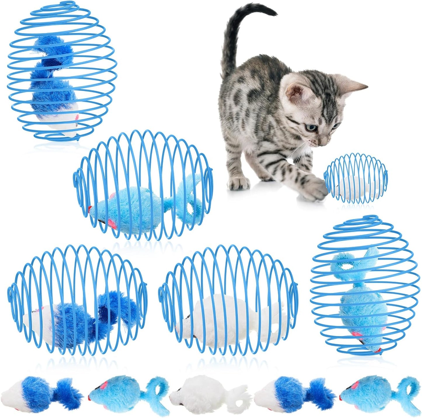 Cat Spring Balls Interactive Toy Set for Kittens and Cats
