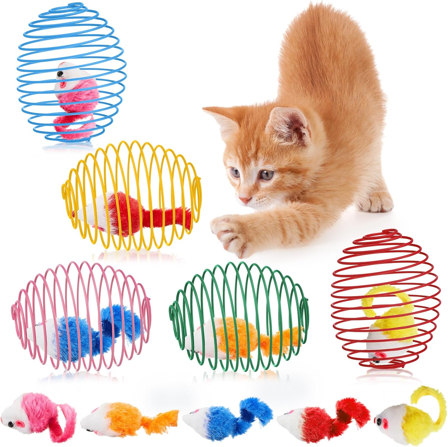 Cat Spring Balls Interactive Toy Set for Kittens and Cats