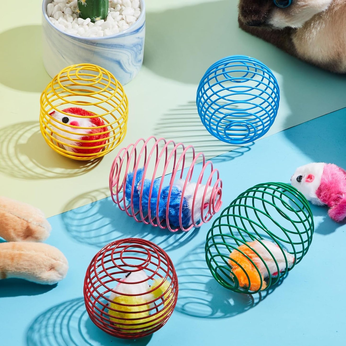 Cat Spring Balls Interactive Toy Set for Kittens and Cats