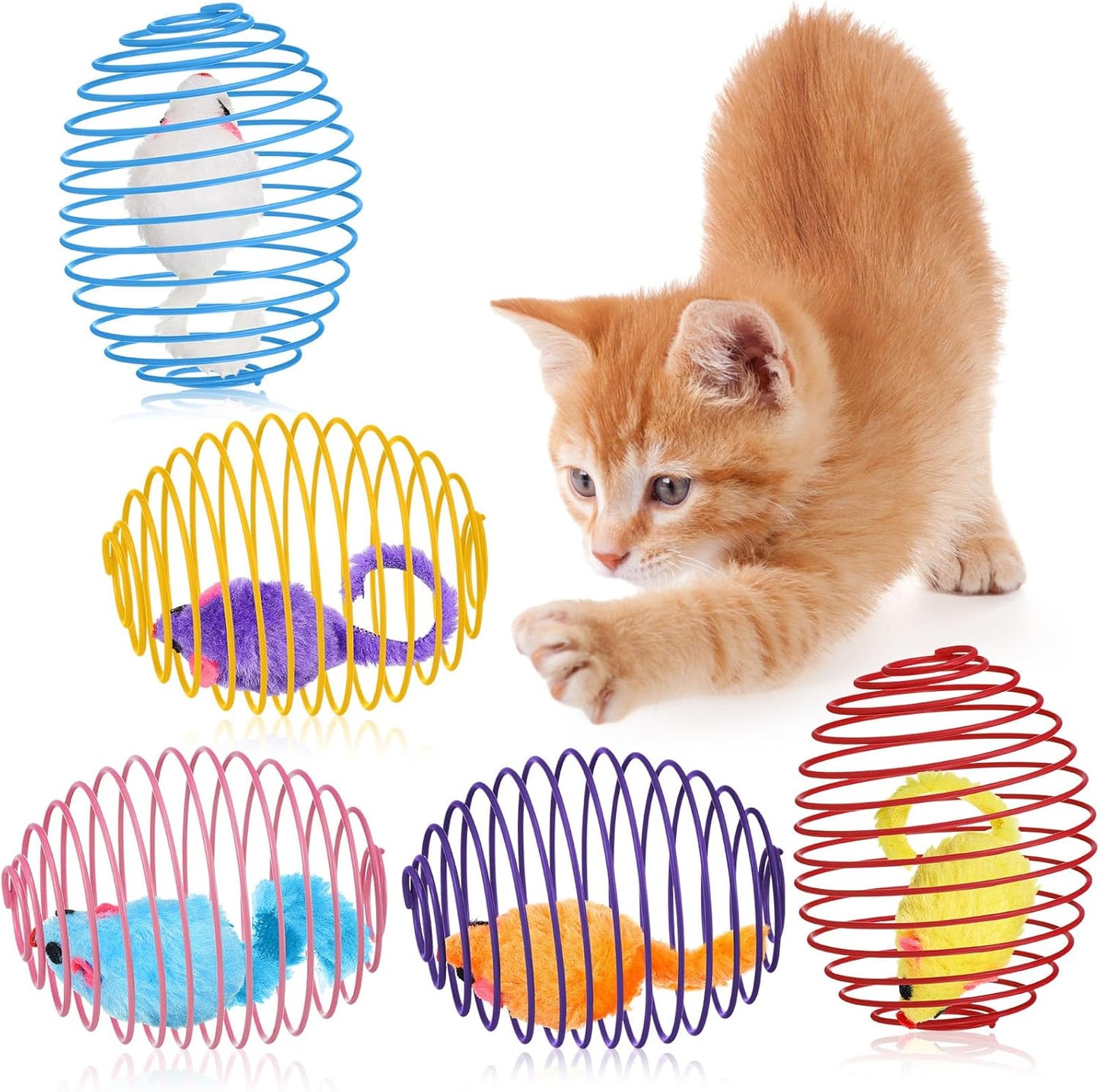 Cat Spring Balls Interactive Toy Set for Kittens and Cats
