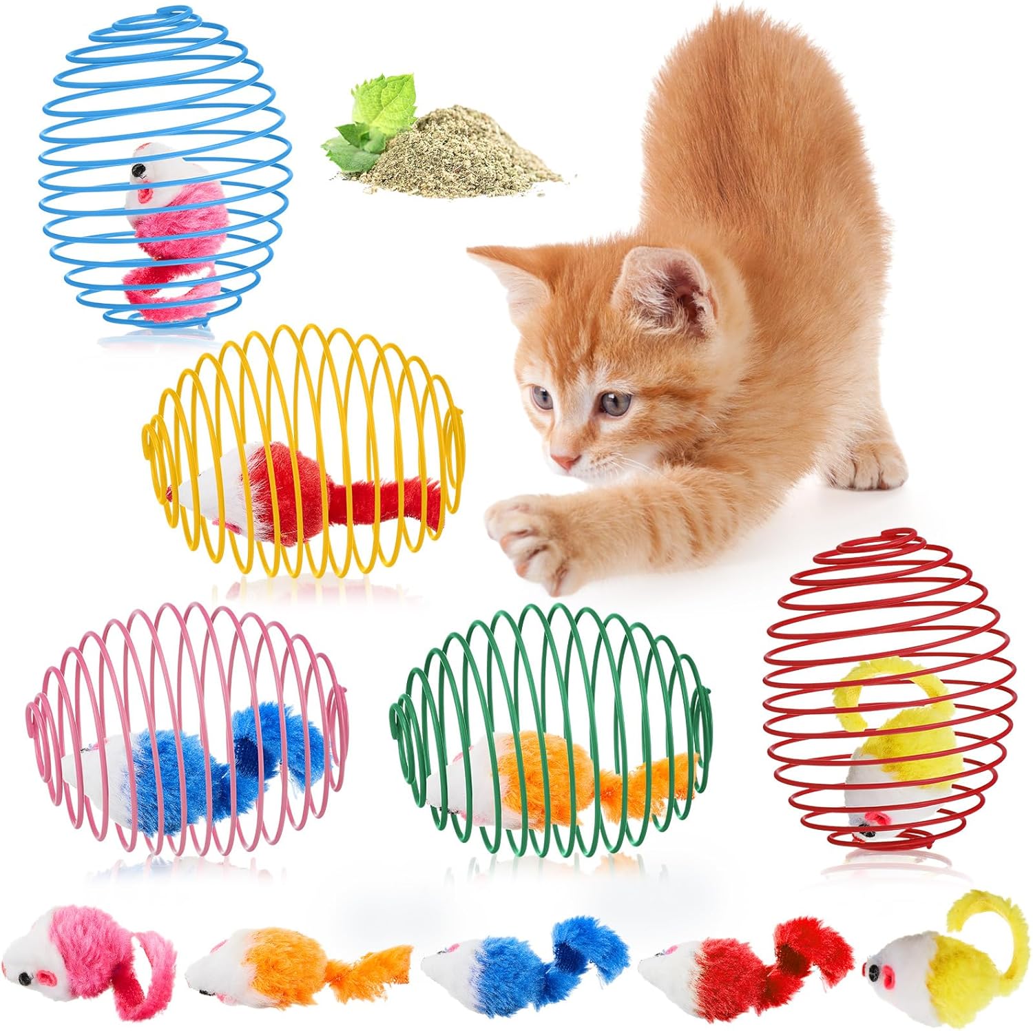 Cat Spring Balls Interactive Toy Set for Kittens and Cats