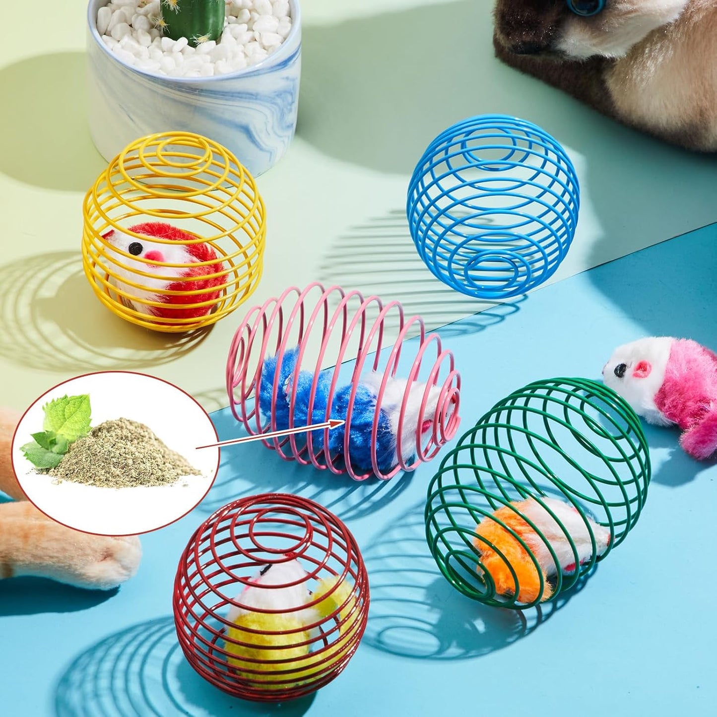 Cat Spring Balls Interactive Toy Set for Kittens and Cats