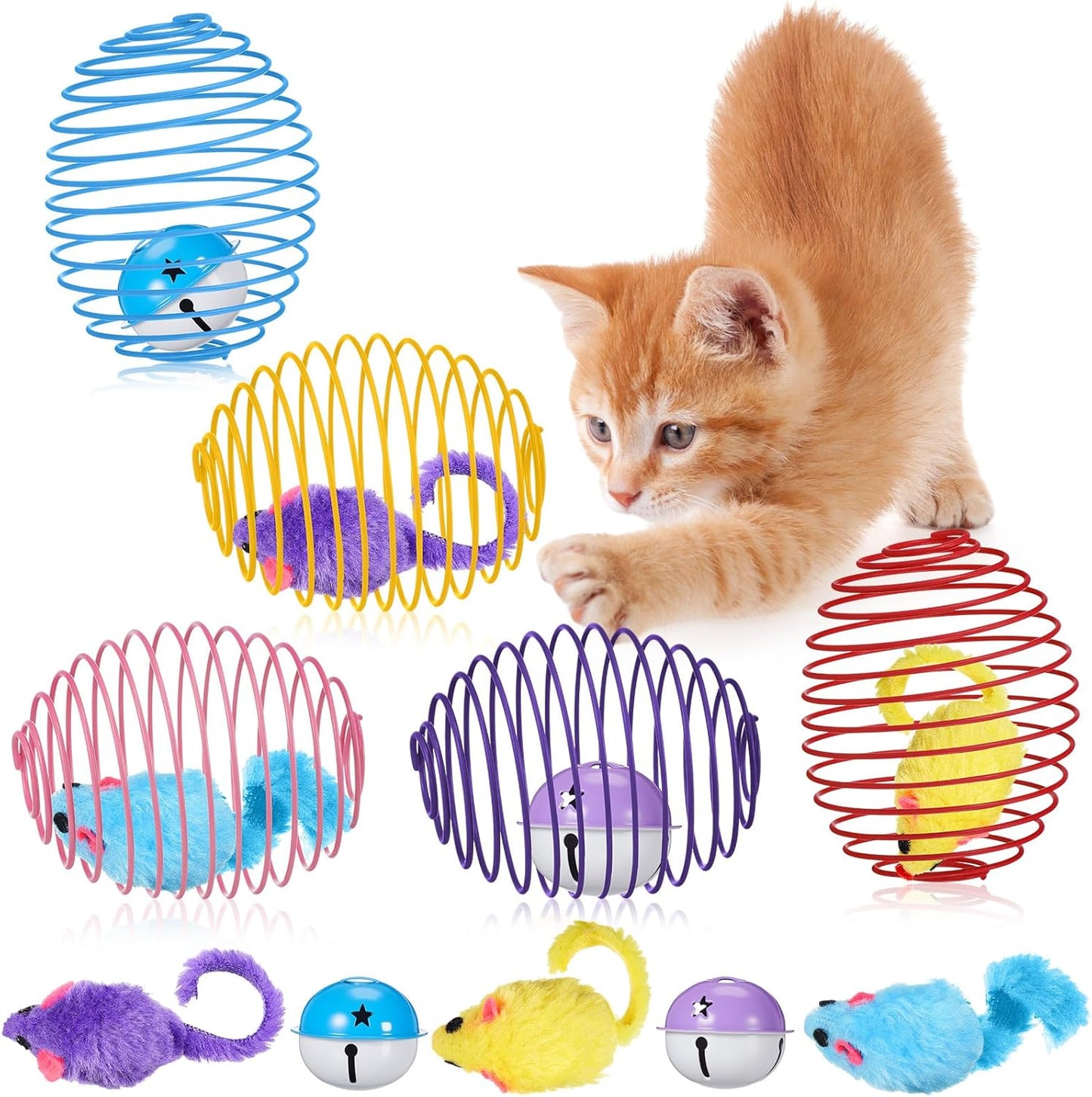 Cat Spring Balls Interactive Toy Set for Kittens and Cats