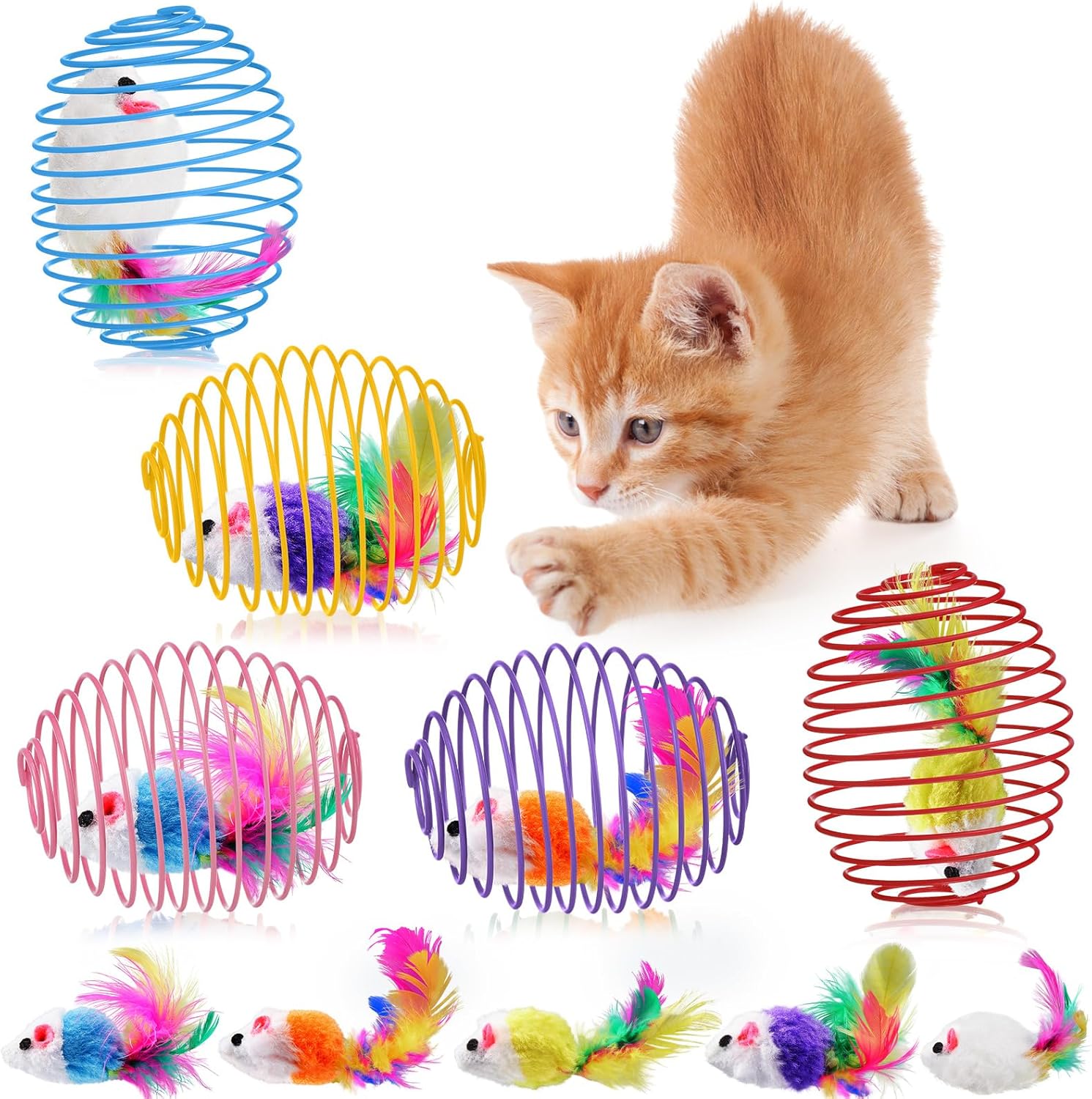 Cat Spring Balls Interactive Toy Set for Kittens and Cats