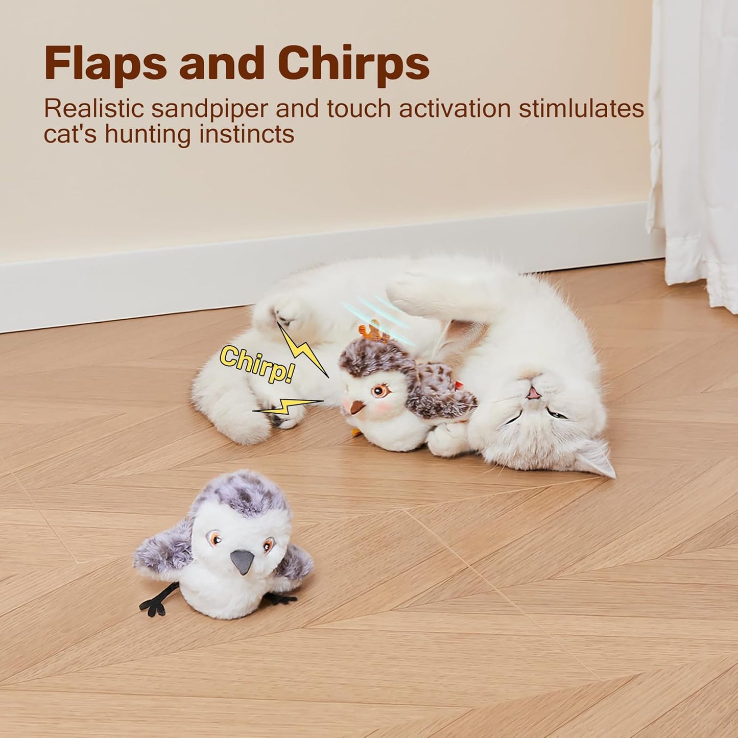 Cat Toy Flapping Bird Rechargeable Interactive Kicker Catnip Toy