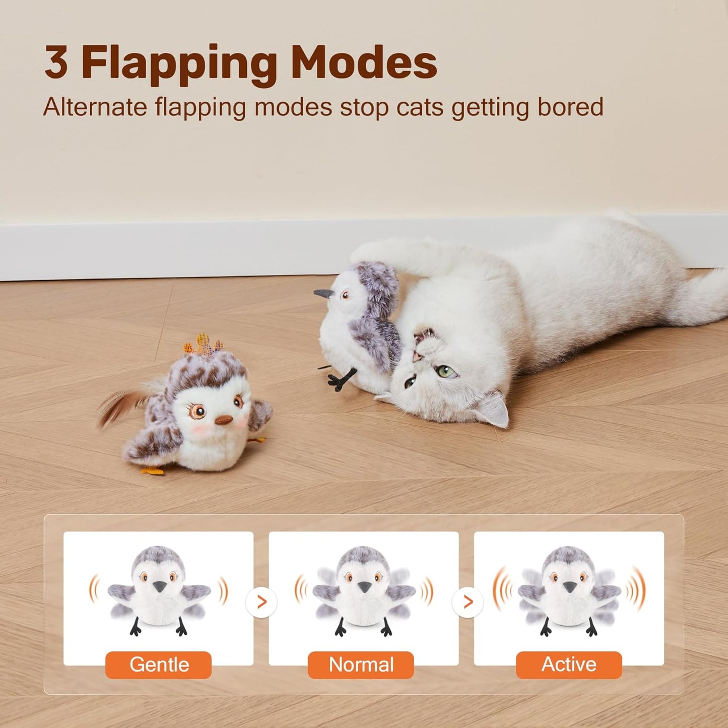 Cat Toy Flapping Bird Rechargeable Interactive Kicker Catnip Toy