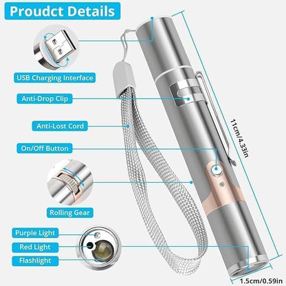 Cat Toy Laser Light Rechargeable Stainless Steel