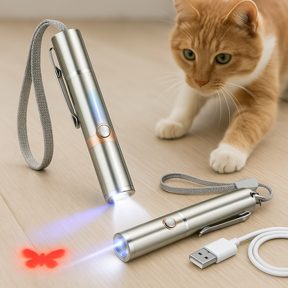 Cat Toy Laser Light Rechargeable Stainless Steel