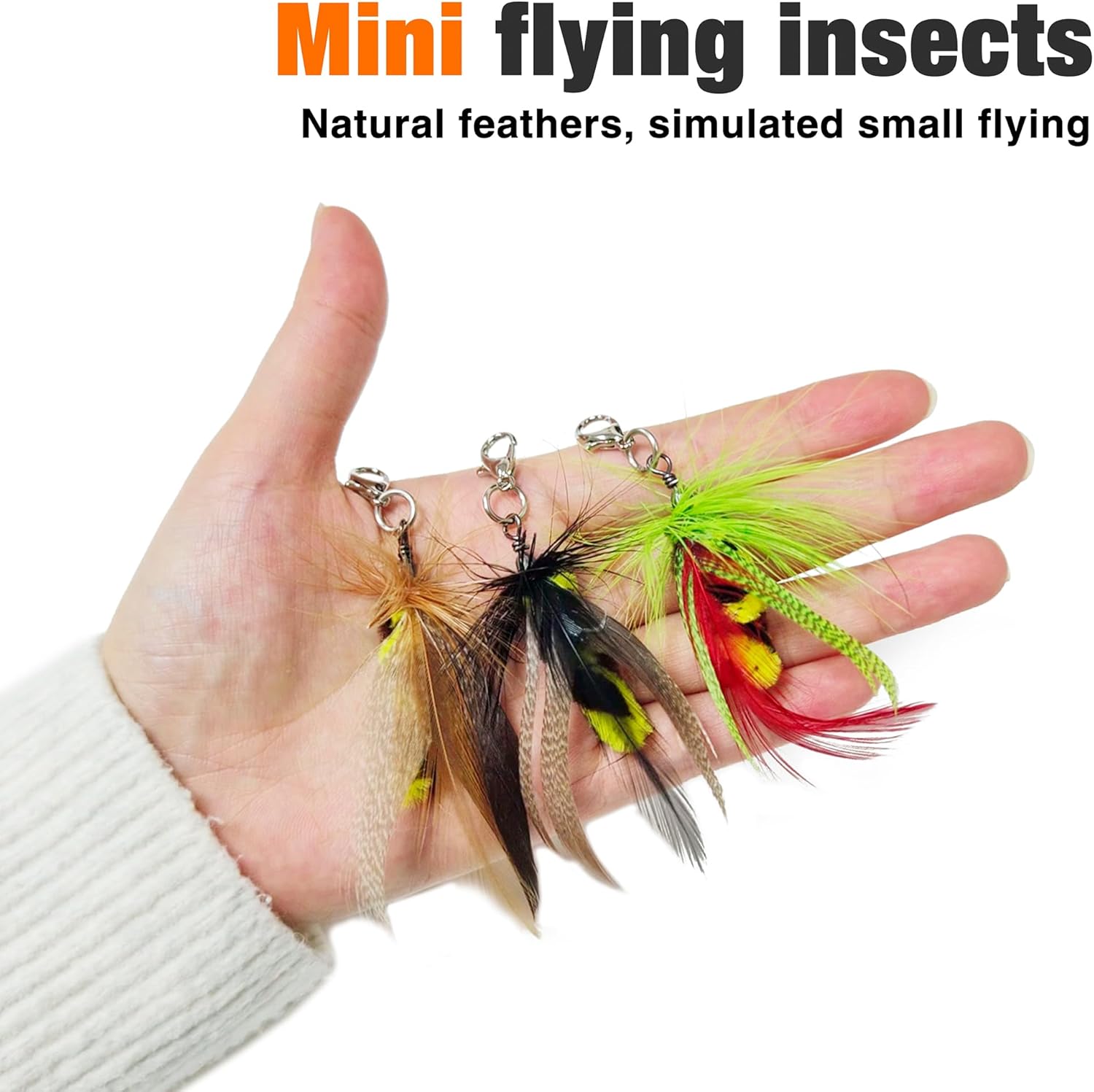 Cat Wand Toy 2 in 1 with Teaser, Spring Steel Wire, and Feather Refills