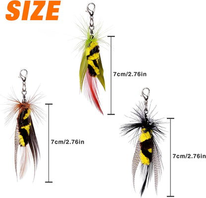 Cat Wand Toy 2 in 1 with Teaser, Spring Steel Wire, and Feather Refills