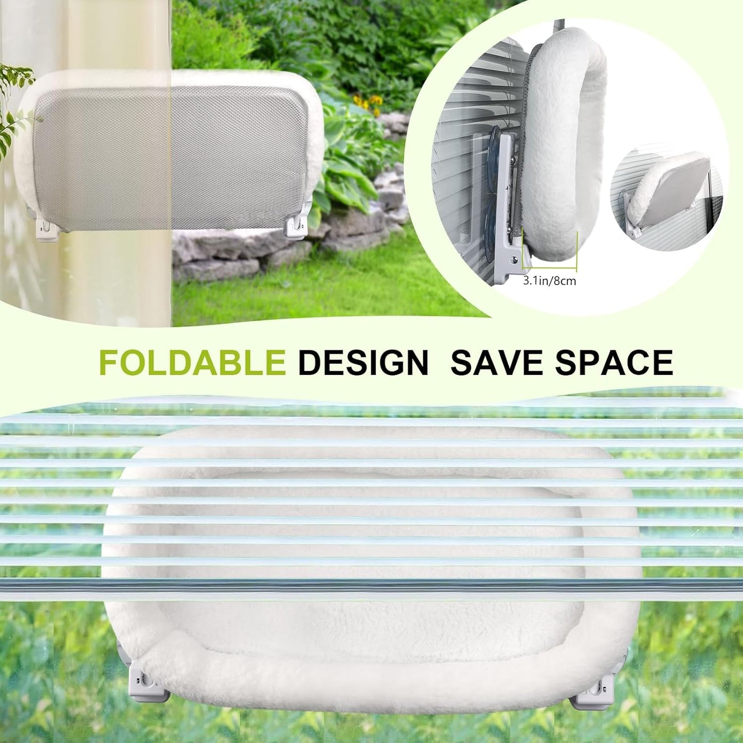 Cat Window Perch Hammock Foldable Bed with Suction Cups and Frame