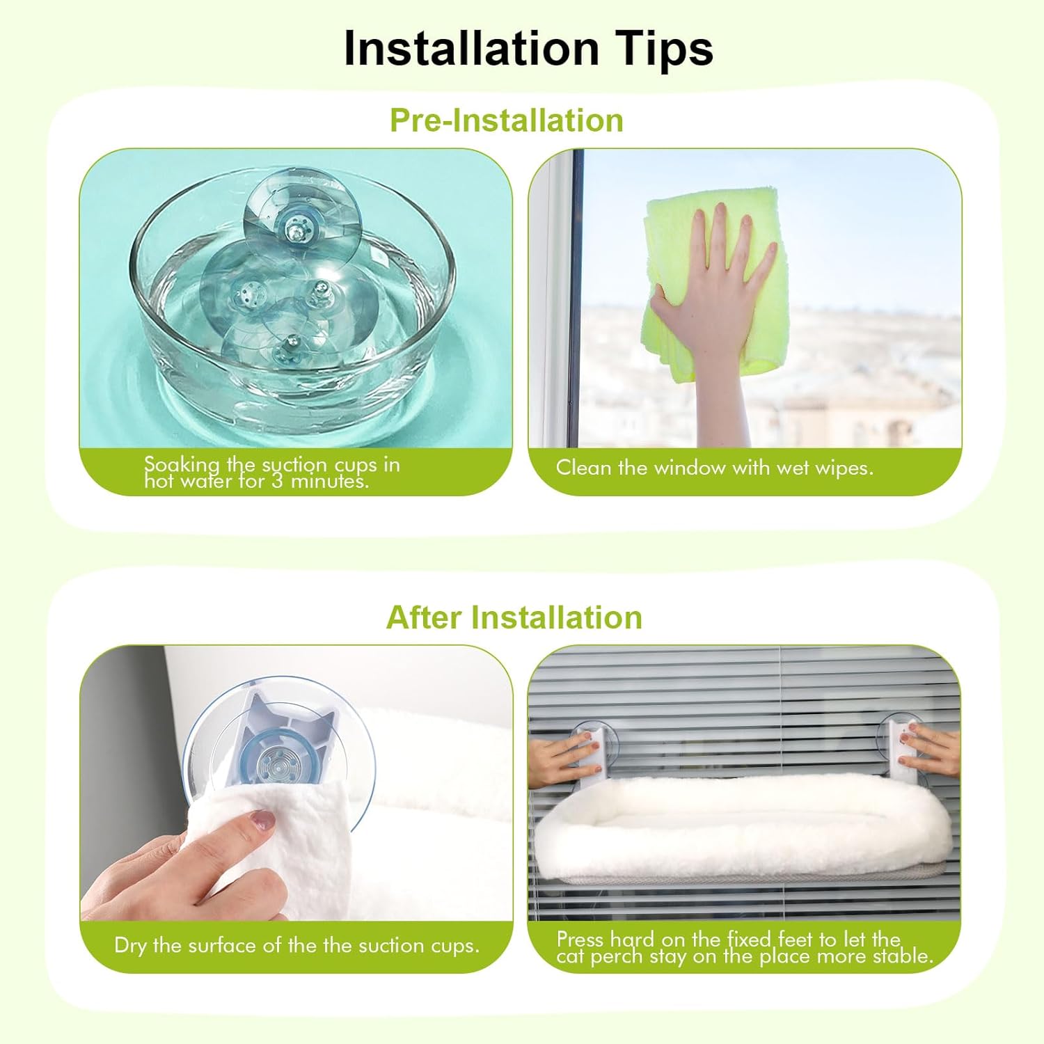 Cat Window Perch Hammock Foldable Bed with Suction Cups and Frame