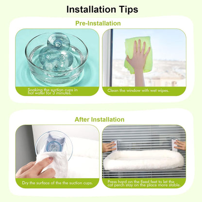 Cat Window Perch Hammock Foldable Bed with Suction Cups and Frame