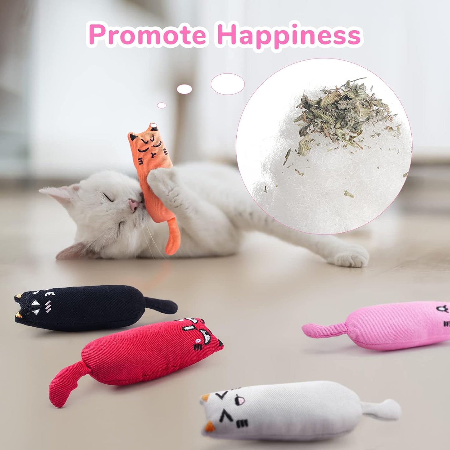 Catnip Toy Mice for Cats 5 Pack Bite Resistant Chew Teething Toys