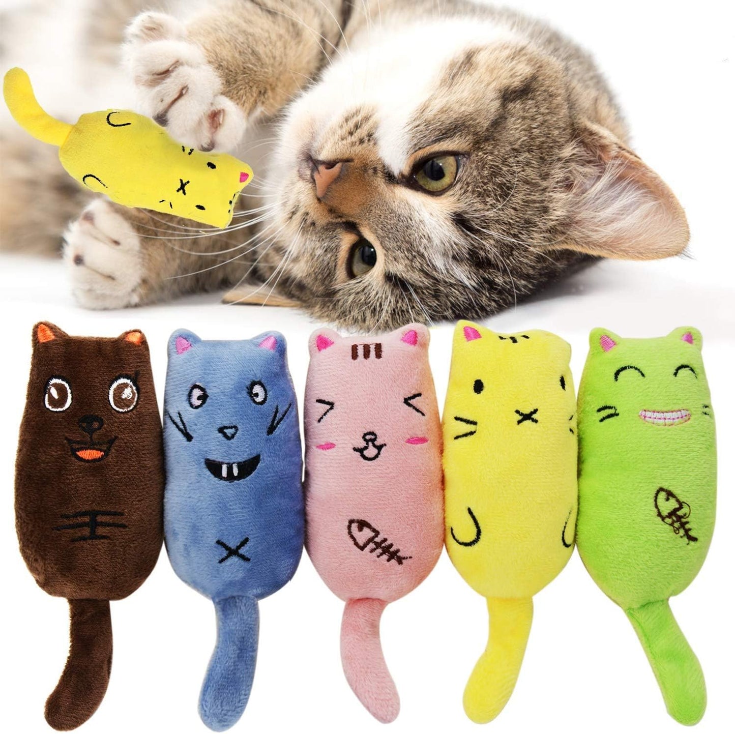 Catnip Toy Mice for Cats 5 Pack Bite Resistant Chew Teething Toys