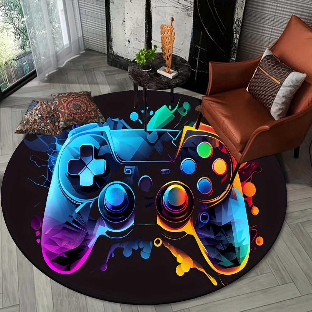Gamepad Area Rug - Stylish Round Design for Gaming Rooms and Offices