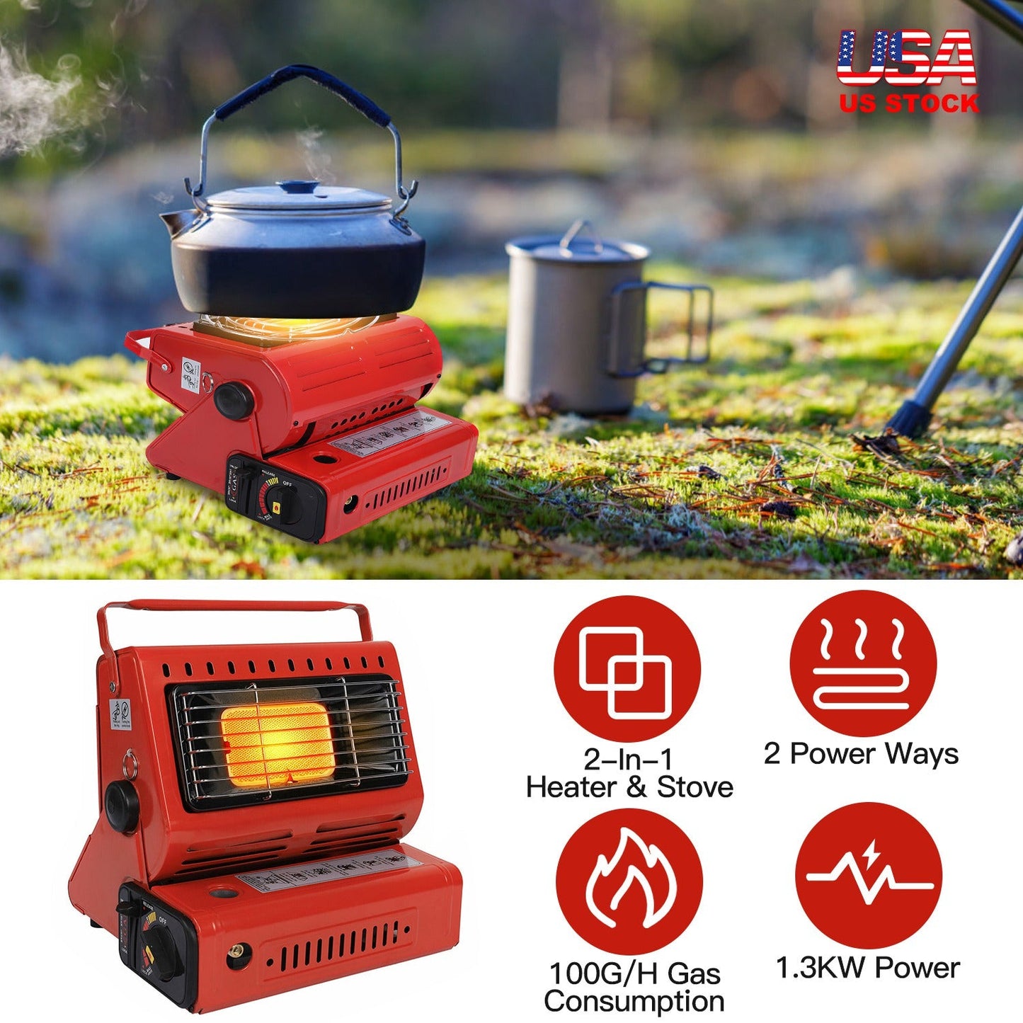 Butane Burner Heater Portable Outdoor Cooking Stove for Camping Fishing